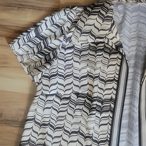 Vintage 70s Abstract Print Open Front Blouse M - Picture 6 of 10